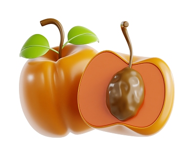 Modern apricot fruit cartoon fruit fresh fruit 3d model