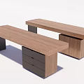 Two Piece Modern Office Desks With Wooden Tabletop Black Metal Legs And Drawer Storage