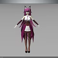 Anime Style Female Character With Cat Like Ears White Top And Pink Cape Fantasy Design