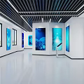 Modern Tech Exhibition Hall With Digital Displays Data Visualization And Sleek Design 3d model