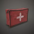 Red First Aid Kit Bag With White Cross And Zipper Closure Design