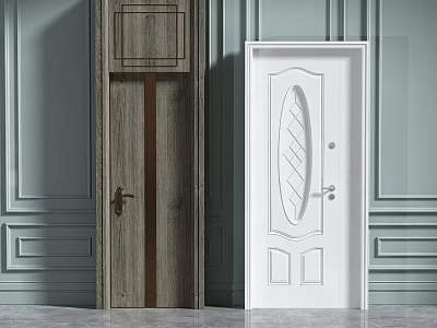 Modern Luxury Home Interior Door Design With Wooden And White Features 3d model
