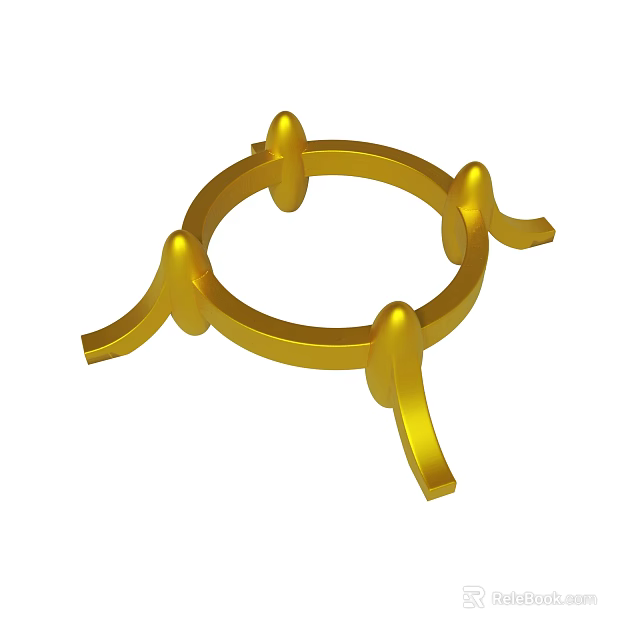 Golden Decorative Ring Structure With Curved Protrusions And Smooth Metallic Finish 3d model 