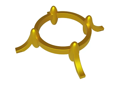 Golden Decorative Ring Structure With Curved Protrusions And Smooth Metallic Finish 3d model