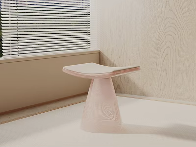 Modern Pink Side Table With Cone Shaped Base And Wooden Wall Interior Design 3d model