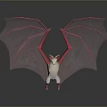 3D Render Red And White Bat Game Movie Character With Transparent Skeletal Wings