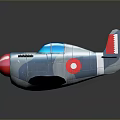 Toy Airplane Model with Blue Gray Body Red Nose Propeller and Circle Markings