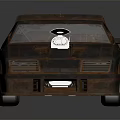 Rusty Silver Sports Car With Modified Engine On Black Background With Reflection