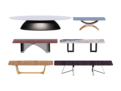 Stylish Diverse Dining Tables With Different Shapes Materials And Leg Designs 3d model
