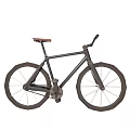 Modern Black Bicycle With Red Leather Seat And Large Spoked Wheels