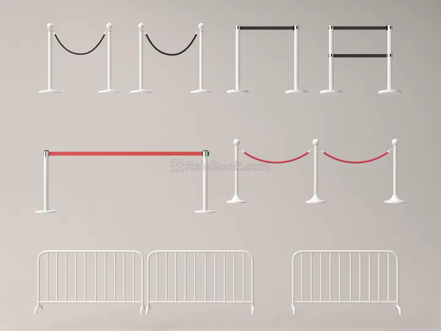 Modern guardrail fence isolation belt telescopic fence telescopic guardrail warning line queuing fence 3d model