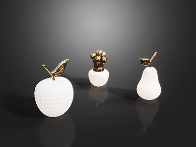 Modern Decorative Table Lamps With Apple Pear Cauliflower Shapes In White And Gold 3d model