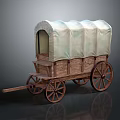 Classic Wooden Wagon With Canvas Cover And Spoked Wooden Wheels