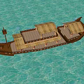 Traditional Wooden Boat With Thatched Roof Multiple Deck Areas And Classic Design