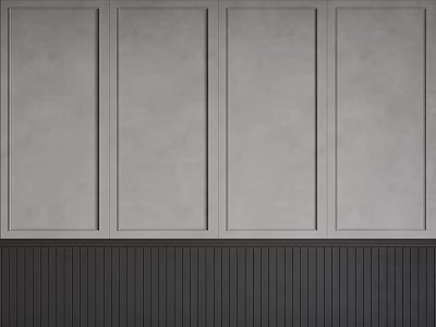 Modern Interior Wall Wainscoting With Vertical Light Gray Panels And Dark Lower Trim 3d model