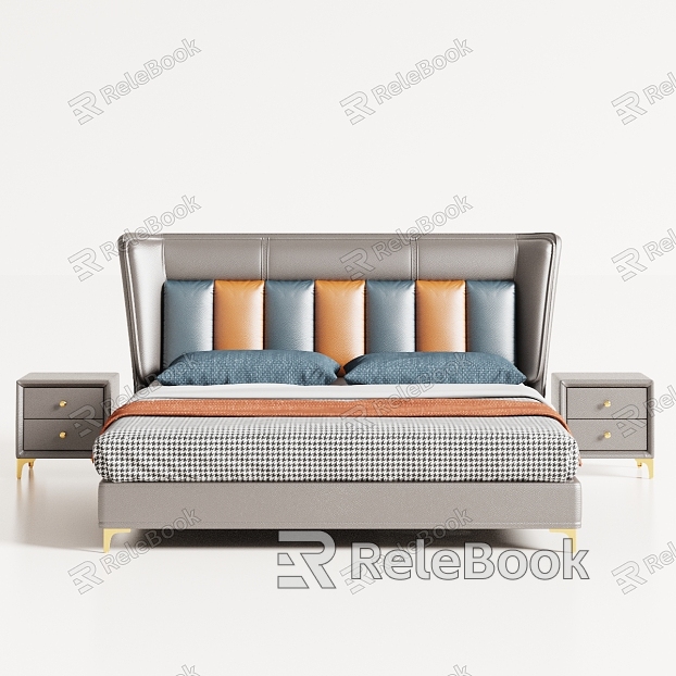 Modern Simple Light Luxury Bedroom Double Bed Soft Bed model