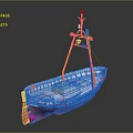 Colorful Decorative Model Boat With White Hull Red Bottom And Blue Mast Structure