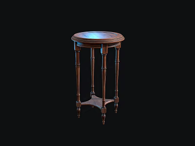Elegant Round Wooden Side Table with Intricate Carved Legs and Classic Design 3d model