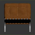Modern Orange Leather Two Seater Sofa With Tufted Backrest And Metal Legs Design