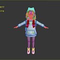 Game And Movie Character With Light Green Hair White Hoodie Green Patterns And Green Sneakers