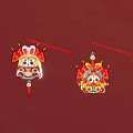 Traditional Chinese Festive Lanterns With Rabbit And Lion Shaped Decorative Designs
