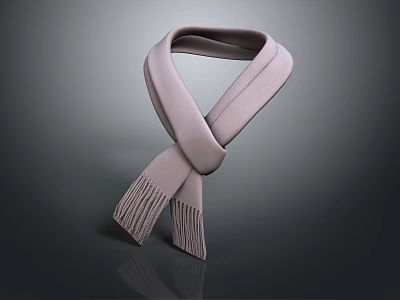 Featured Pastel Knotted Scarf With Soft Tassels And Smooth Texture On Dark Background 3d model