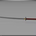 Samurai Sword With Silver Blade Red Handle And Gold Accents On Dark Background