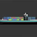 3D Rendered Container Ship With Colorful Containers And Blue Hull