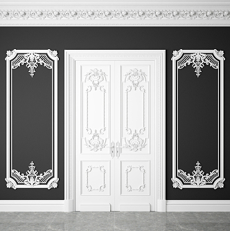 European-style double door 3d model