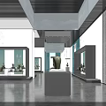 Traditional Exhibition Hall Interior With Glass Display Cabinets Green Vase And Bamboo Decor