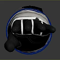 Fashionable Black and White Glove with DAAC Branding Blue Trim and Stitching Details