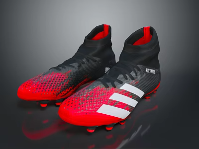 Adidas Red And Black Football Boots With White Stripes High Top Design 3d model