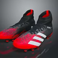 Adidas Red And Black Football Boots With White Stripes High Top Design