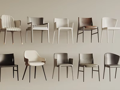 Modern Style Dining Chairs With Various Designs Wooden Legs And Upholstered Seats For Home Decor 3d model