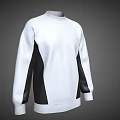 White High Neck Sweater With Black Contrast Panels And Modern Design