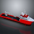 Red and White Ship Model With Deck Crane Antenna and Hull Structures 3d model