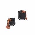 Two Black Woven Circular Hanging Decorations With Orange Fabric Accents 3d model