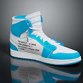 Blue And White High Top Sneakers With Text Details On Upper Design