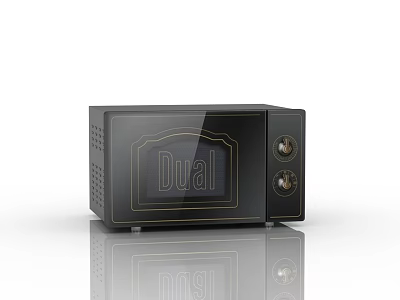 Stylish Dual Black Microwave Oven With Gold Accents For Modern Kitchen 3d model