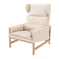Modern Beige Single Seater Sofa With Wooden Frame And Comfortable Backrest Armrests 3d model