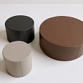 Modern Round Single Chairs in Black Brown and Beige Leather with Stitched Details