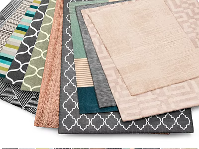 Square Rugs With Various Patterns Colorful Textures And Geometric Designs For Home Decor 3d model