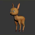 Orange Deer 3D Model With Big Ears Big Eyes And Pink Legs On Gray Background