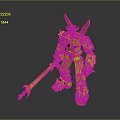 Colorful Robot Action Figure With Red White Green Parts And Skull Design Spear Weapon