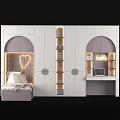 Children's bed background desk wardrobe combination 3d model