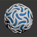Intricate Decorative Sphere With Hollow Blue And Silver Wave Pattern Shiny Surface 3d model
