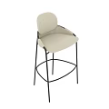 Beige Upholstered Bar Stool With Black Metal Frame And Comfortable Seat