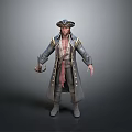 Man In Pirate Costume With Tricorn Hat Long Coat And Red Sash
