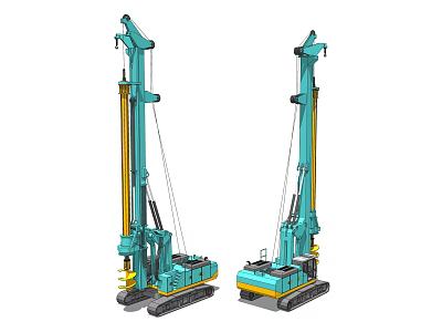 Blue And Yellow Industrial Drilling Rigs With Tracked Chassis And High Column Structure 3d model