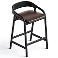 Sleek Modern Bar Stool With Black Metal Frame Brown Leather Seat And Curved Backrest Design